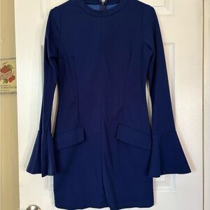 Chic Long Sleeve Navy Dress